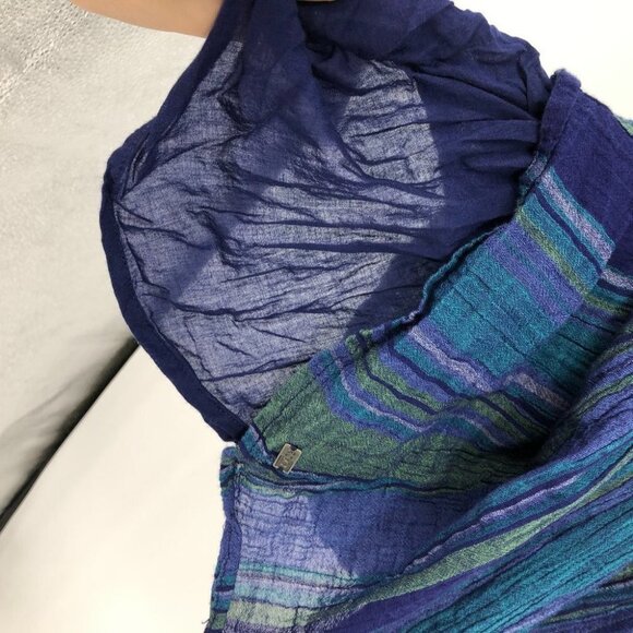 Roxy blue purple green striped halter cross back mini dress - Picture 11 of 13